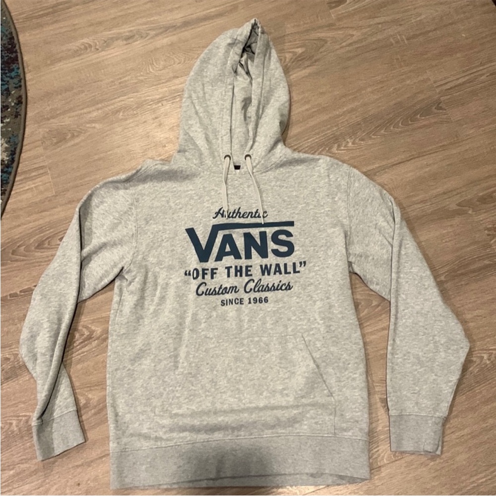 Vans Heather Gray Hoodie with Navy Logo - Picture 2 of 7